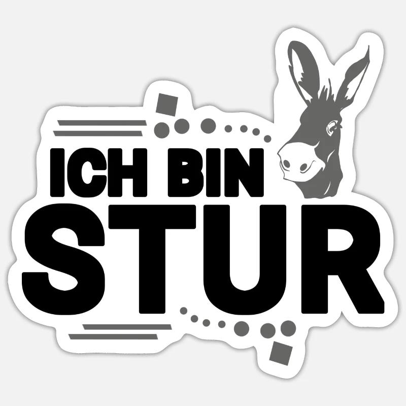 Âne - Têtu - Sticker taille S (10 x 10 cm) - blanc mat