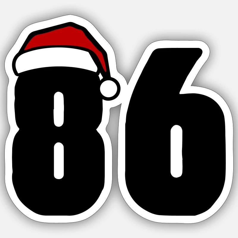86 Numéro Noël - Sticker taille S (10 x 10 cm) - blanc mat