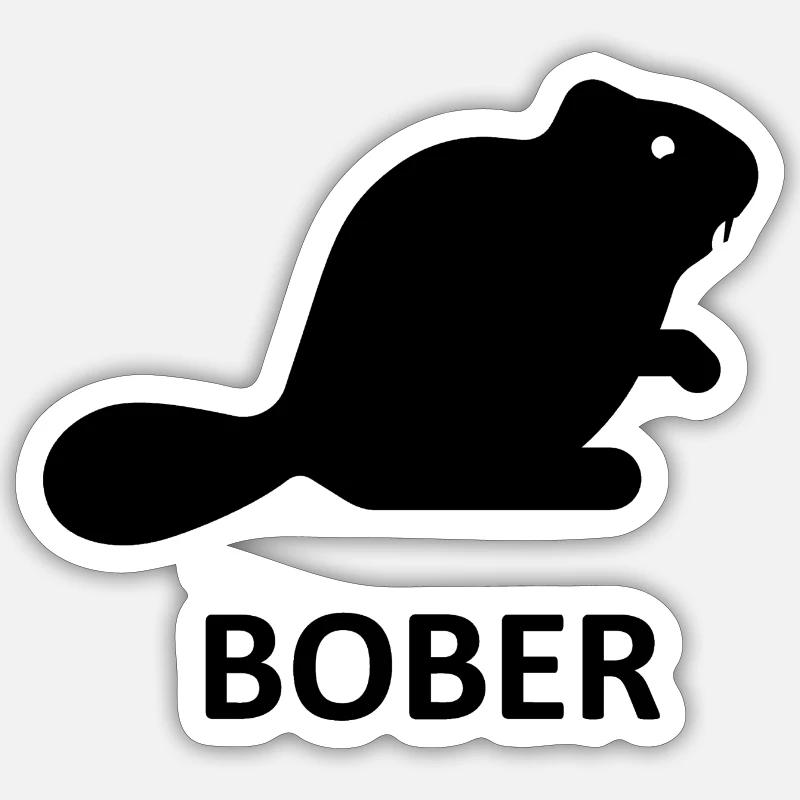 Bober Biber schwarz - Sticker Größe S (10 x 10 cm) - Mattweiß