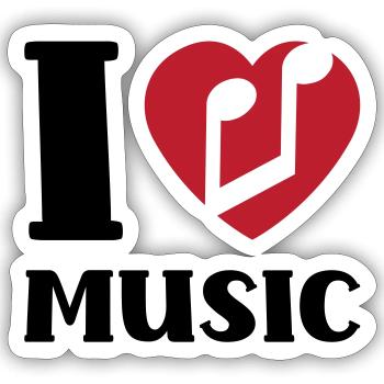 I love music - Sticker Größe S (10 x 10 cm) - Mattweiß - Vorne