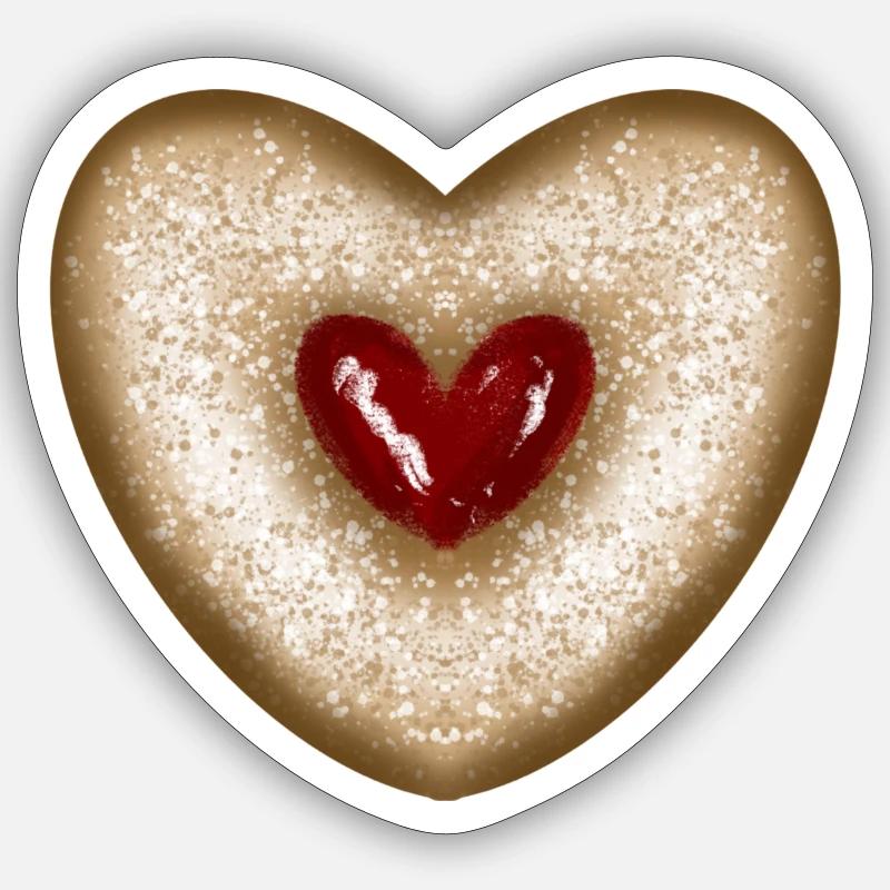 Biscuits de Noël, biscuit, cœur de confiture Sticker taille S (10 x 10 cm)
