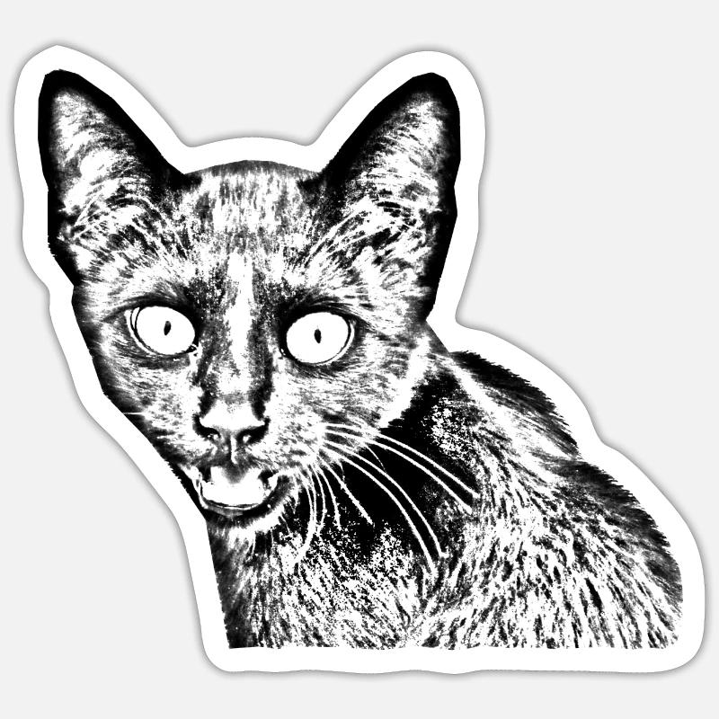 black cat - Sticker size S (10 x 10 cm) - white matte