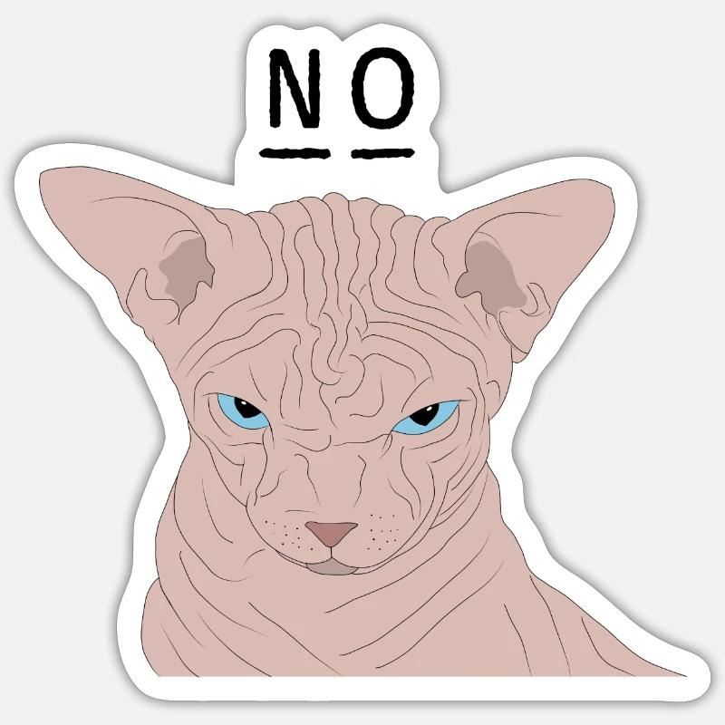 Grumpy sphynx - nein - Sticker Größe S (10 x 10 cm) - Mattweiß