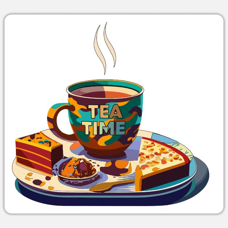 TEE-ZEIT - Sticker Größe S (10 x 10 cm) - Mattweiß