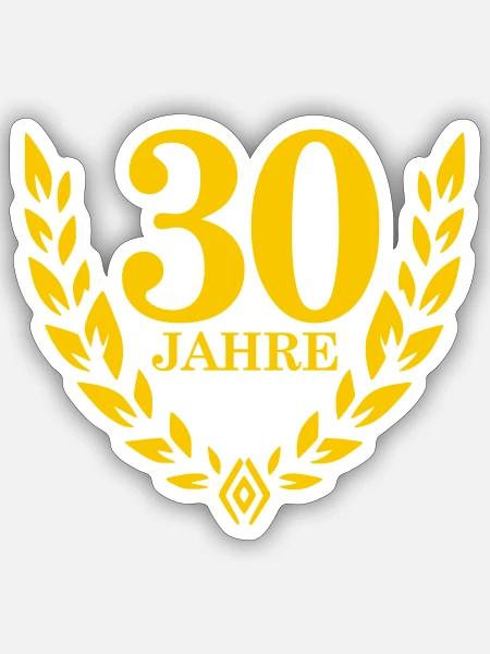 Jubiläum 30 Jahre Lorbeerkranz - Sticker Größe S (10 x 10 cm) - Mattweiß