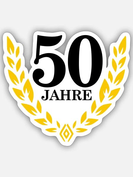 Jubiläum 50 Jahre Lorbeerkranz - Sticker Größe S (10 x 10 cm) - Mattweiß
