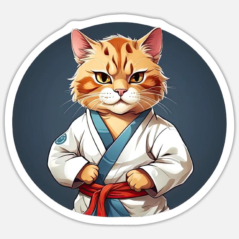 Karate Katze - Katzendesign Sticker Größe S (10 x 10 cm)