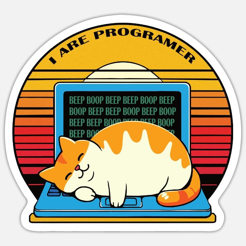 Je suis programmeur, gros chat endormi Sticker taille S (10 x 10 cm)