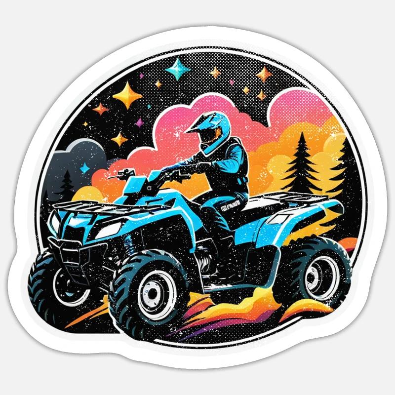 quad et tout terrain - Sticker taille S (10 x 10 cm) - blanc mat