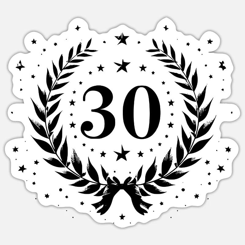 Thirty 30 - Sticker size S (10 x 10 cm) - white matte