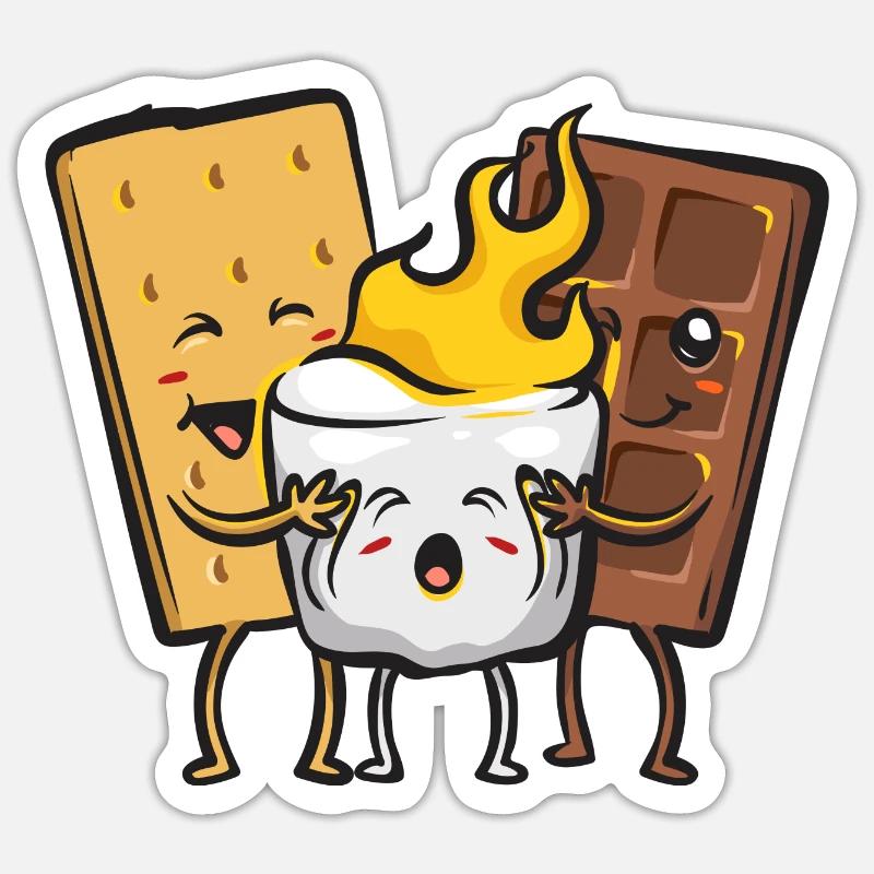 S'more Campfire Marshmallow Camping Sticker taille S (10 x 10 cm)