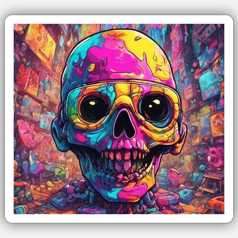 techno skull Sticker size S (10 x 10 cm)