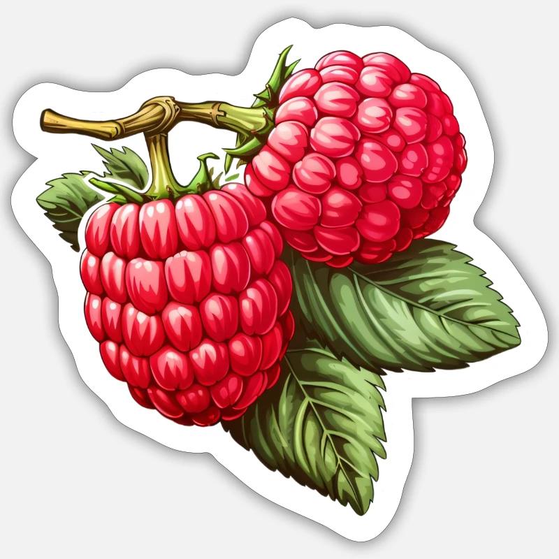 Himbeere Doppelfrucht Sticker Größe S (10 x 10 cm)