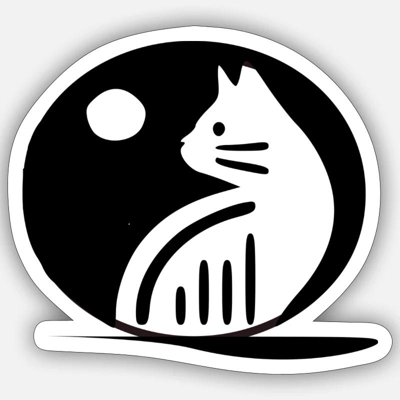 Chat - Sticker taille S (10 x 10 cm) - blanc mat