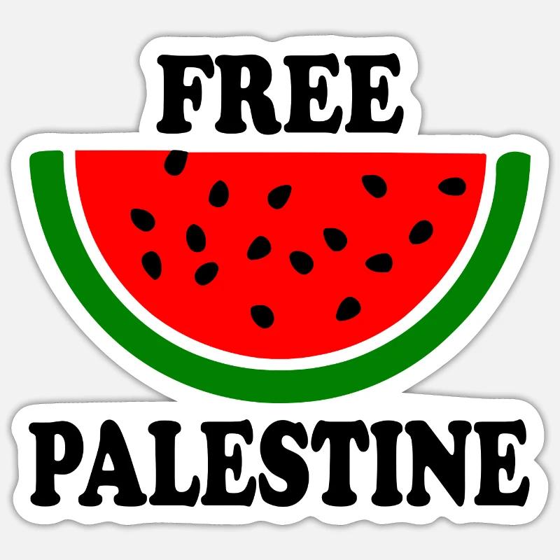 Free palestine Melon pastèque - Sticker taille S (10 x 10 cm) - blanc mat