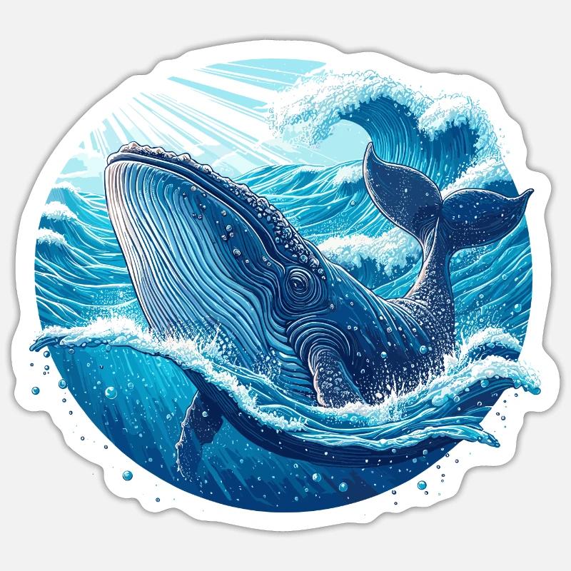 Blue Whale - Sticker size S (10 x 10 cm) - white matte