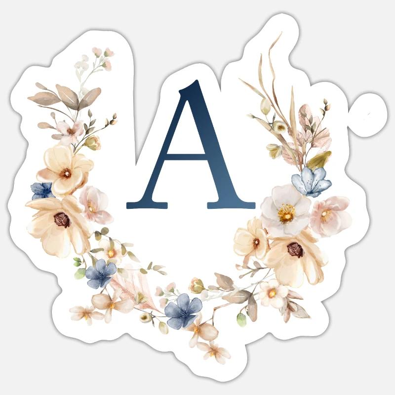 A Monogram, Floral, Boho Sticker size S (10 x 10 cm)