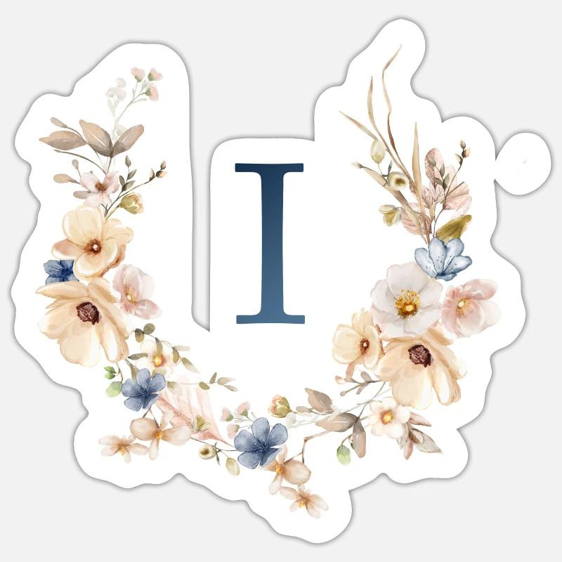 J Monogram, Floral, Boho Sticker size S (10 x 10 cm)