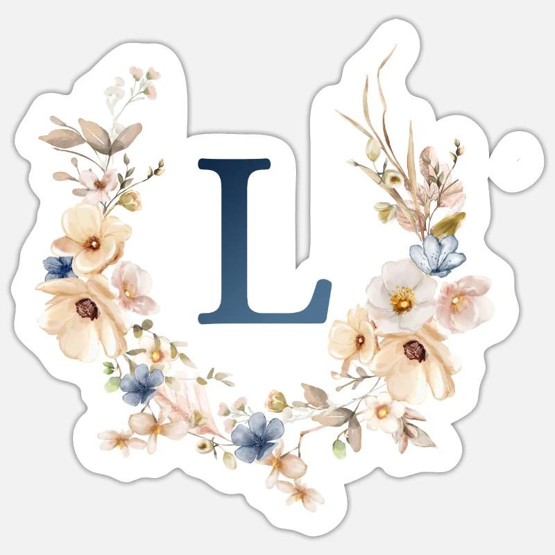 l Monogram, Floral, Boho Sticker size S (10 x 10 cm)