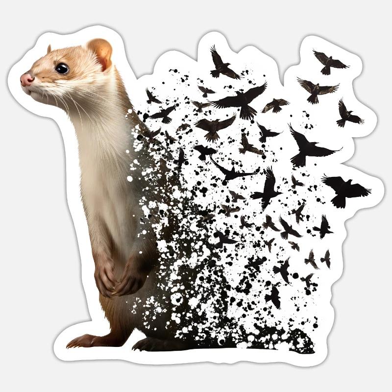 Wiesel - Sticker Größe S (10 x 10 cm) - Mattweiß