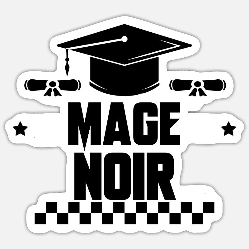mage noir - Sticker taille S (10 x 10 cm) - blanc mat