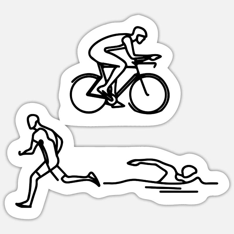 Dessin de triathlète - Sticker taille S (10 x 10 cm) - blanc mat