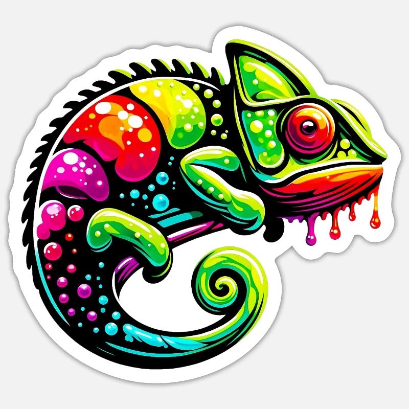 Caméléon - Sticker taille S (10 x 10 cm) - blanc mat