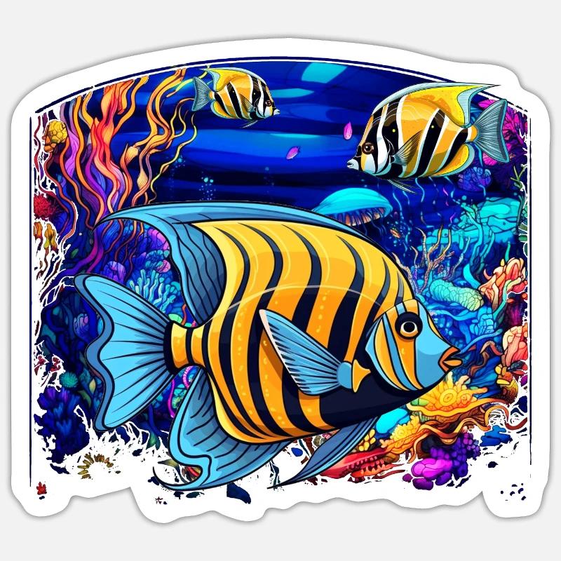 Angelfish - Sticker taille S (10 x 10 cm) - blanc mat