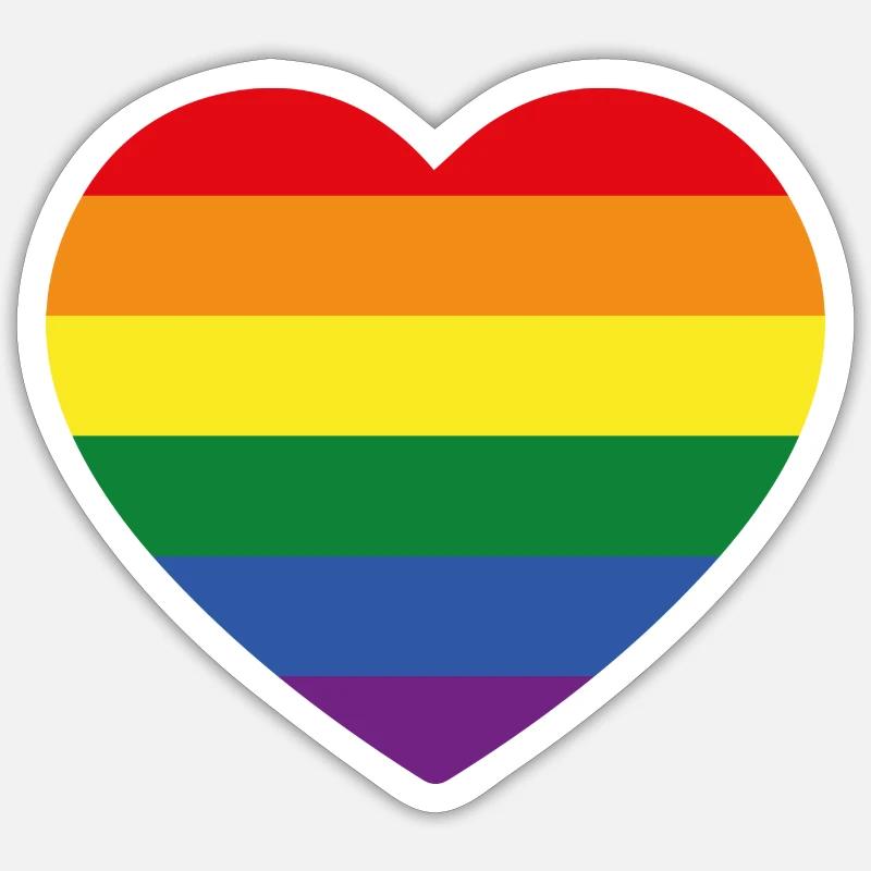 Regenbogen Flagge in Herzform - Sticker Größe S (10 x 10 cm) - Mattweiß