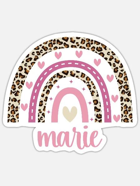 Marie Regenbogen Name Geburtstag Marie - Sticker Größe S (10 x 10 cm) - Mattweiß