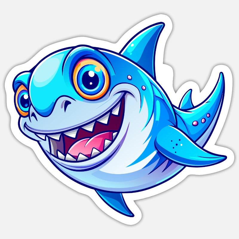 Requin mignon Sticker taille S (10 x 10 cm)