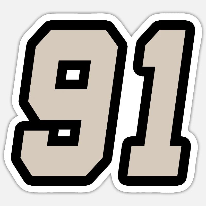 Nummer einundneunzig 91 - Sticker Größe S (10 x 10 cm) - Mattweiß