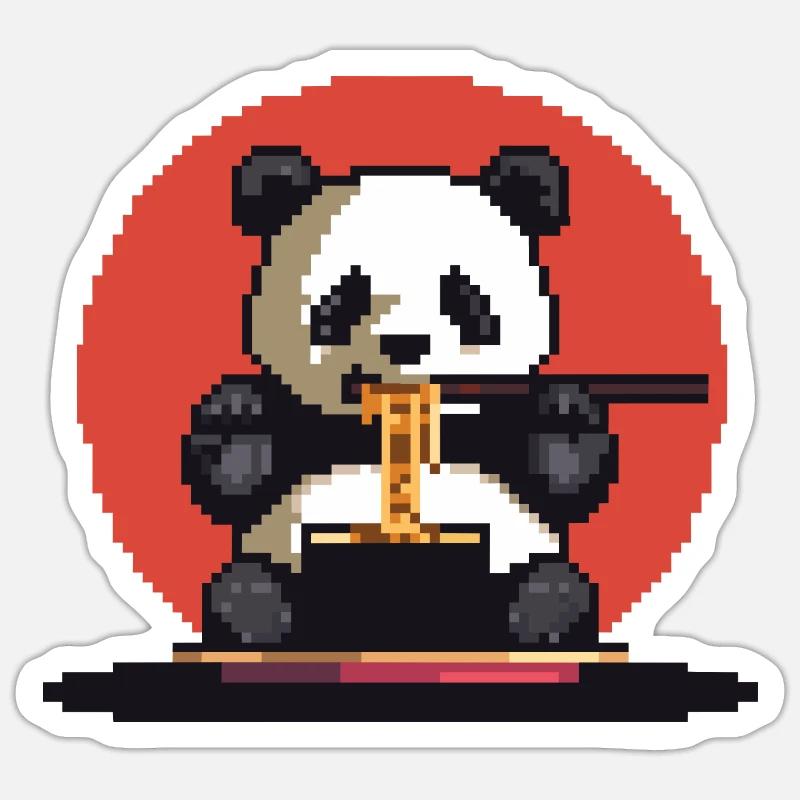 Pixel Panda - Sticker Größe S (10 x 10 cm) - Mattweiß