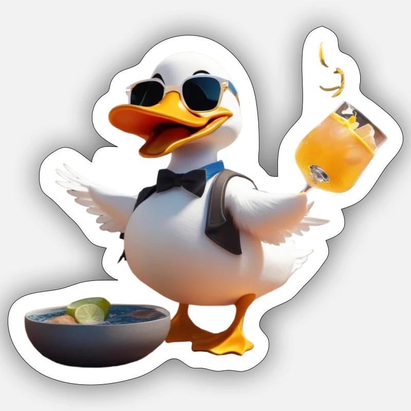 Cocktail Duck 2 - Sticker size S (10 x 10 cm) - white matte
