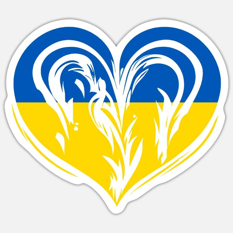 Ukraine Herz - Sticker Größe S (10 x 10 cm) - Mattweiß
