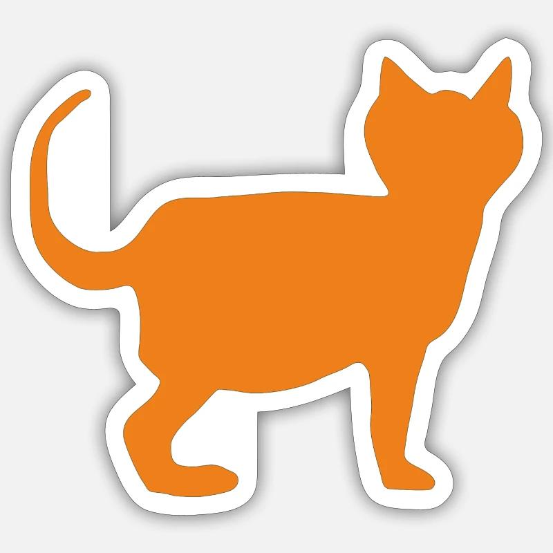 Chat Orange - Sticker taille S (10 x 10 cm) - blanc mat