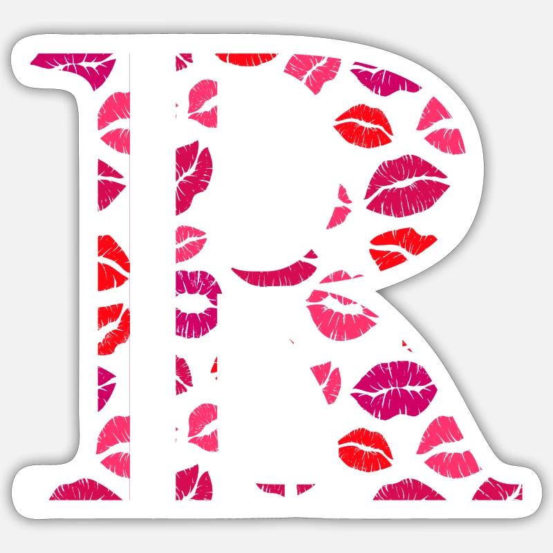 Lettre r bisous - Sticker taille S (10 x 10 cm) - blanc mat
