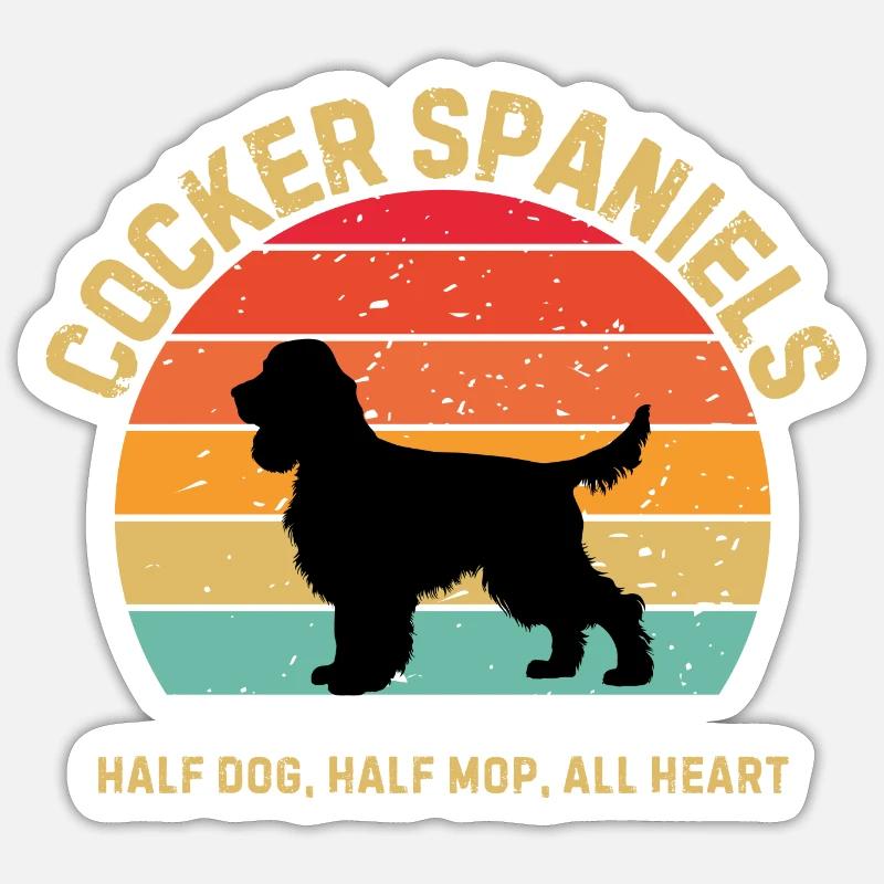 Cocker Spaniels Retro Sunset Sticker size S (10 x 10 cm)