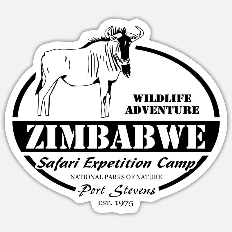 Simbabwe - Gnu - Sticker Größe S (10 x 10 cm) - Mattweiß