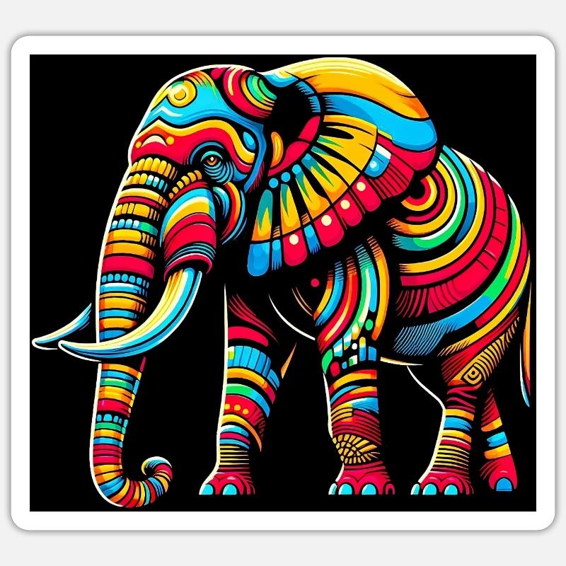 Elefant Pop Art - Sticker Größe S (10 x 10 cm) - Mattweiß