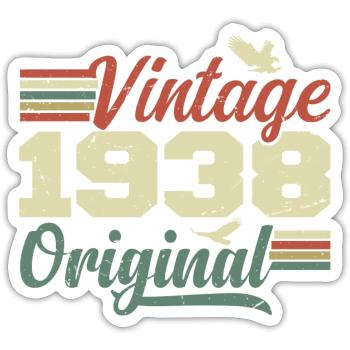 Jahrgang 1938 Retro 1938 Jubiläumsgeschenk - Sticker Größe S (10 x 10 cm) - Mattweiß - Vorne