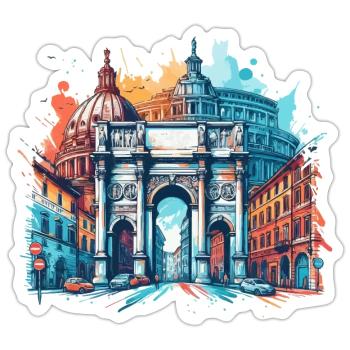 VIBRANT ROME: A COLORFUL GLIMPSE OF ITALIAN SPLEND - Sticker size S (10 x 10 cm) - white matte - Front