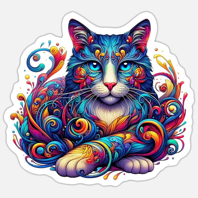 Katze - Sticker Größe S (10 x 10 cm) - Mattweiß