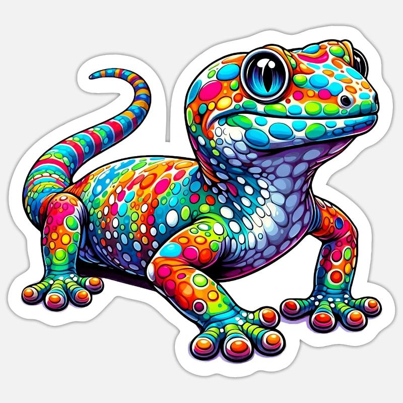 Gecko - Sticker taille S (10 x 10 cm) - blanc mat