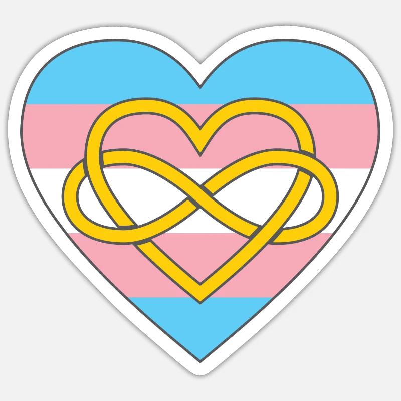Polyamory Infinity Heart Trans Pride Sticker size S (10 x 10 cm)