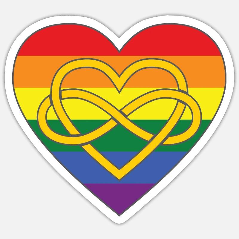 Polyamory Infinity Heart Rainbow Pride Sticker size S (10 x 10 cm)