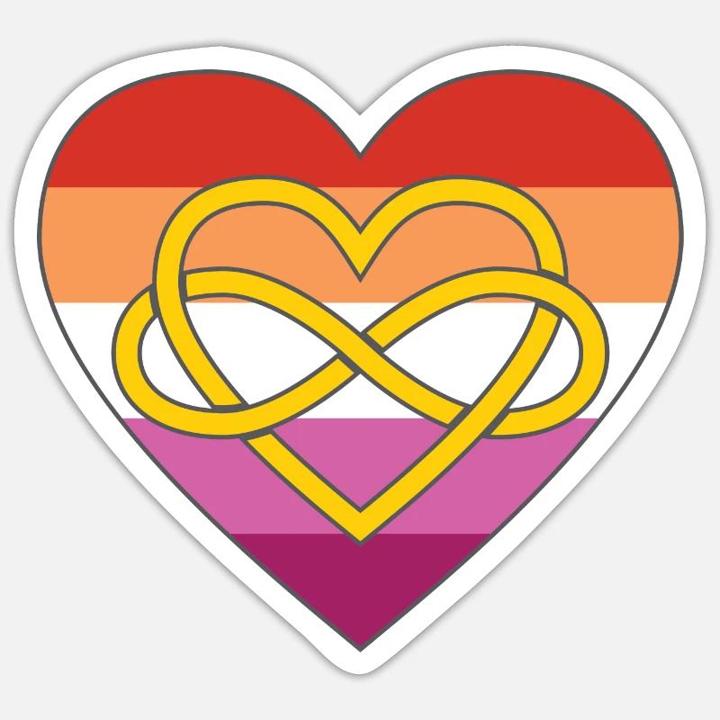 Polyamory Infinity Heart Lesbian Pride Sticker size S (10 x 10 cm)