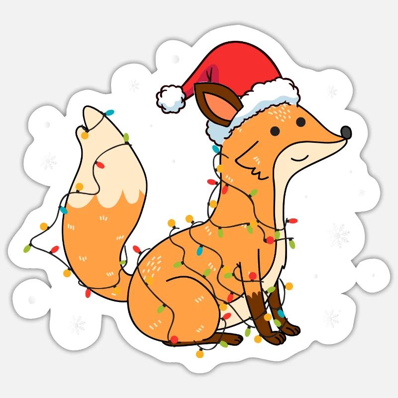 Fuchs mit Weihnachtsmütze - Sticker Größe S (10 x 10 cm) - Mattweiß