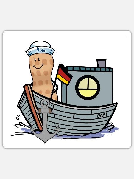 Ahoi Moin Deutschland Seemann Seefahrer Fahne - Sticker Größe S (10 x 10 cm) - Mattweiß