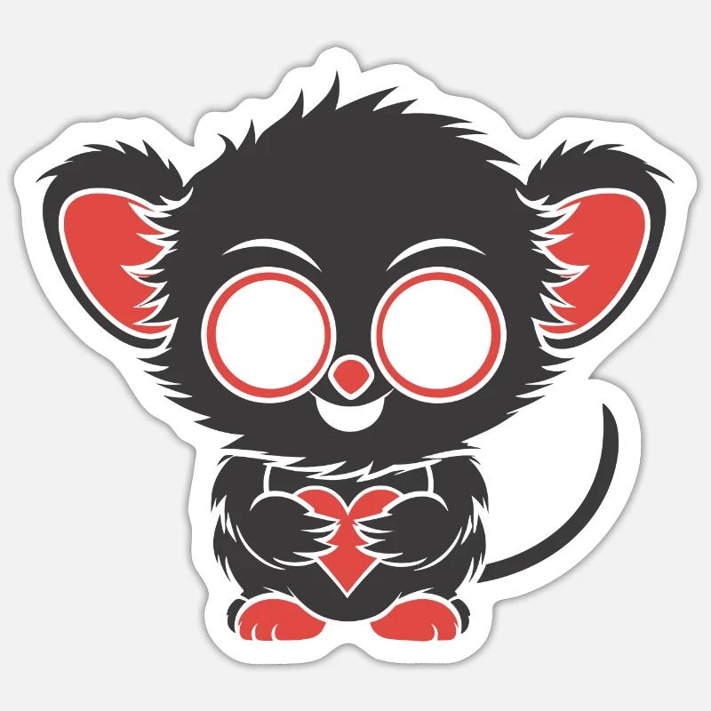 Koboldmaki - Sticker Größe S (10 x 10 cm) - Mattweiß